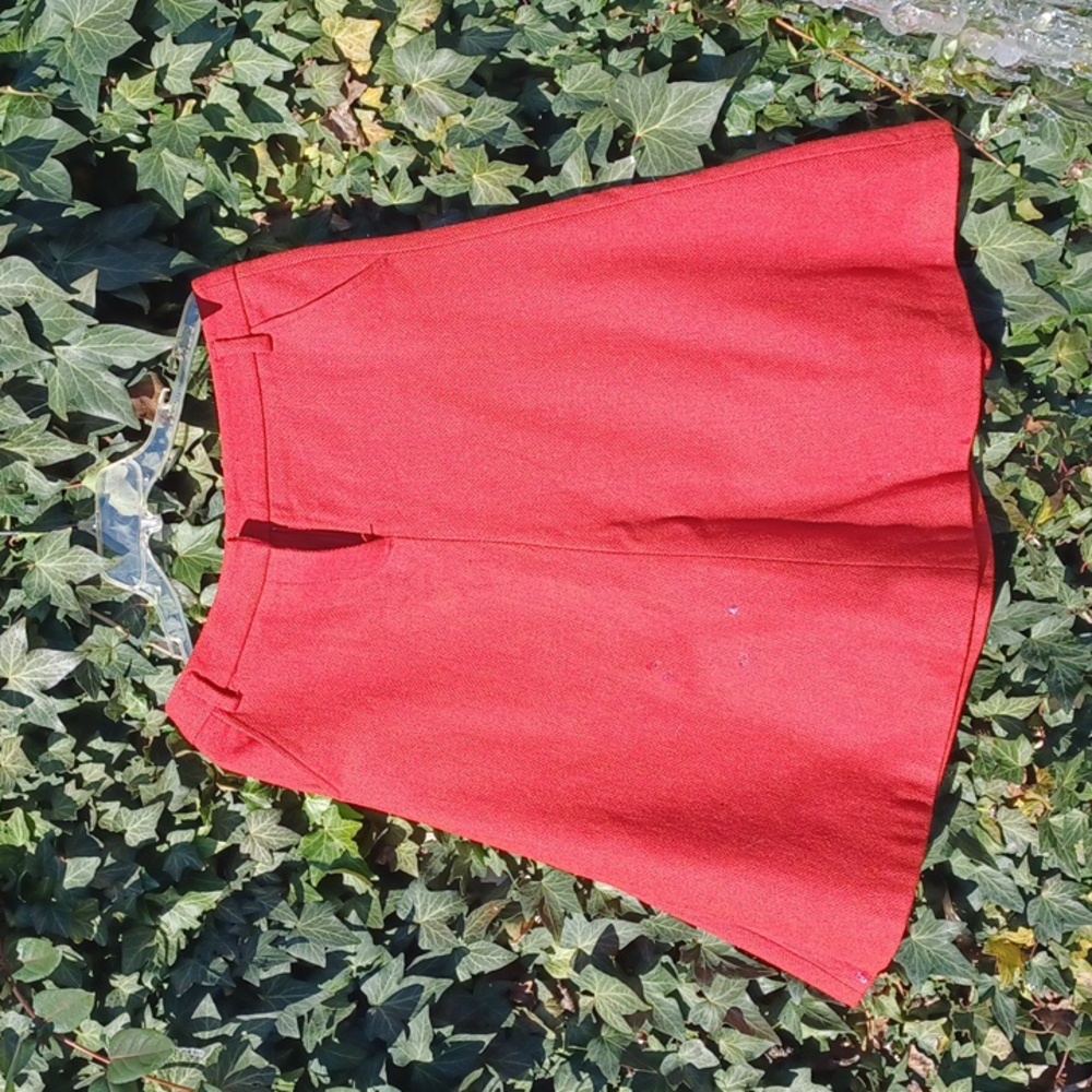 J. Crew 6 Red-orange wool herringbone skirt